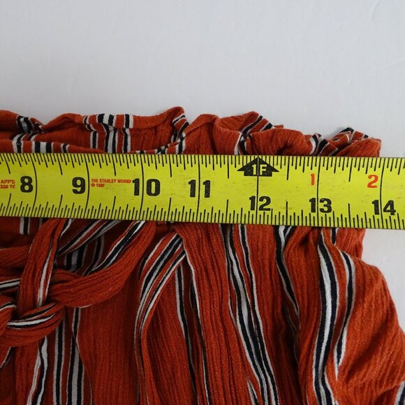 Simplee Wide Leg Palazzo Pull-on Pants Women Size L Rust Orange Stripe - Picture 7 of 10